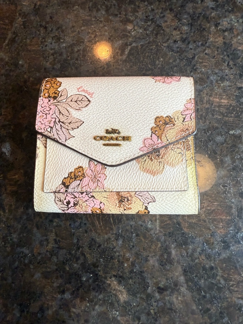 Coach Floral Envelope Trifold Wallet - Cream/Pink - Picture 3 of 15